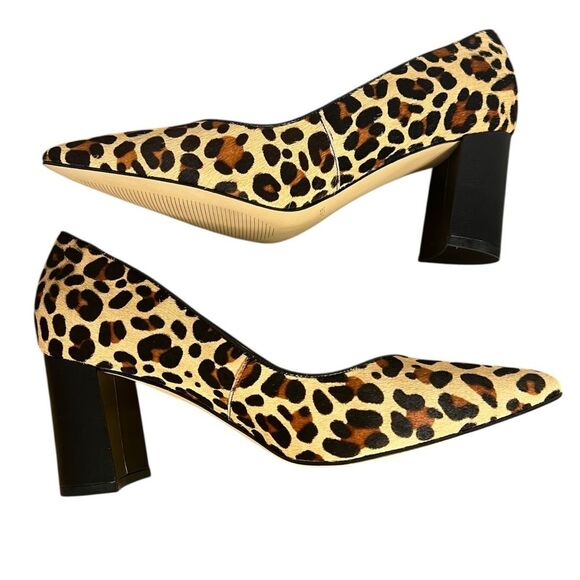 Marc Fisher Caitlin Leopard Calf Hair Pumps Womens 8M Pointed Toe Heels Shoes - Picture 1 of 9